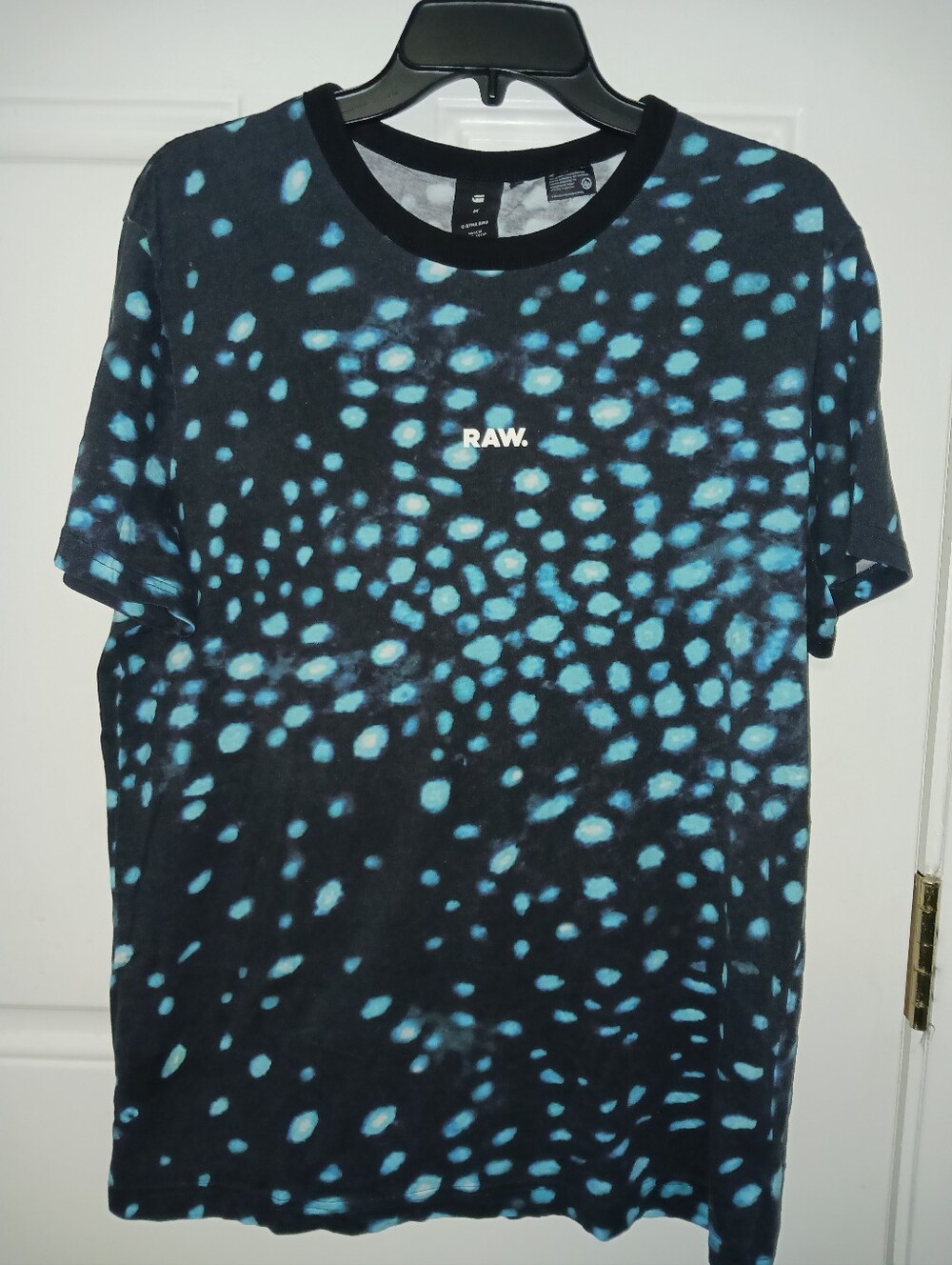 G-Star RAW Black Tee with Blue Aqua Spot Print